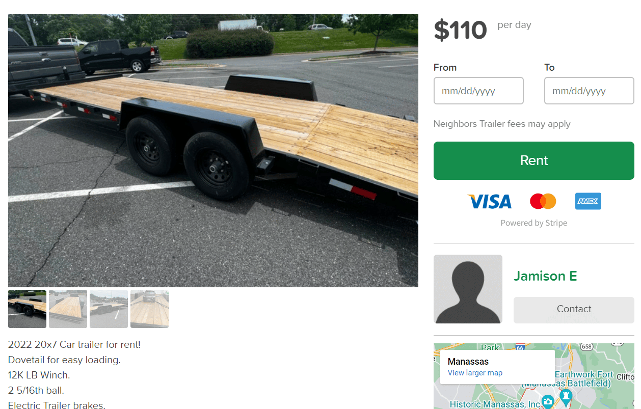 Car Trailer Rental in Manassas VA · Neighbors Trailer