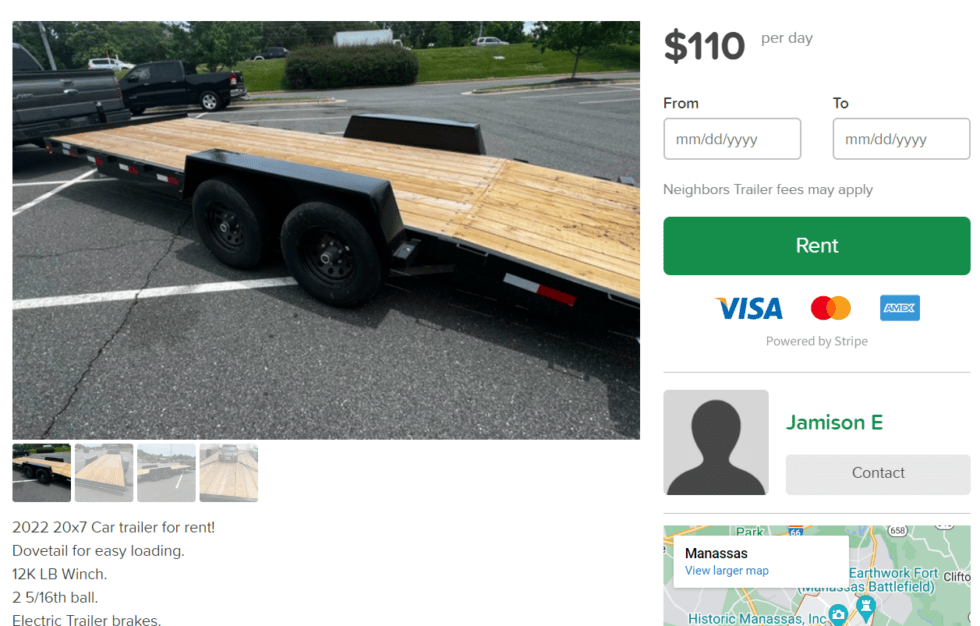 Car Trailer Rental in Manassas VA · Neighbors Trailer