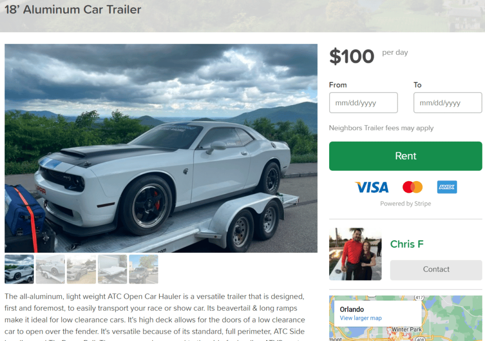 Car Trailer Rental in Orlando Florida · Neighbors Trailer